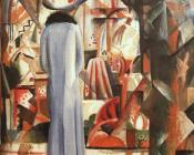 奥古斯特 马克 : Woman in front of a large illuminated window